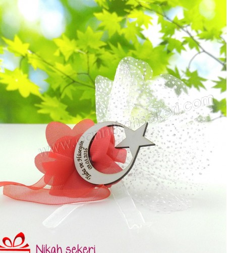 Lazer Kesimli Ay Yıldız Nikah Şekeri