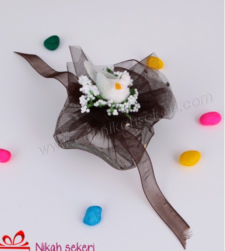 Kuşlu Papatya Cam Nikah Şekeri C79