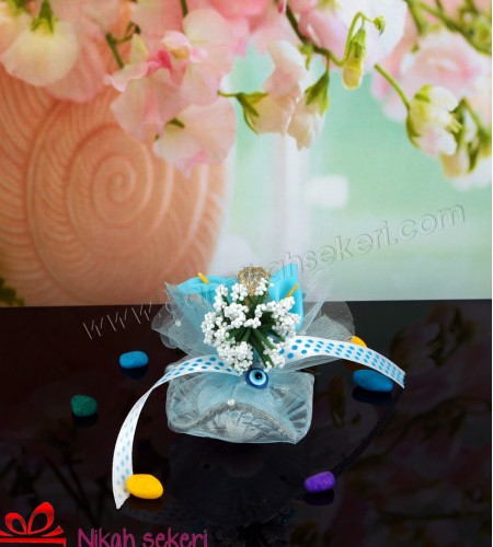 Mavi Galalı Cam Nikah Şekeri C66