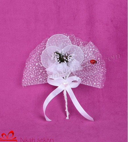 Organze Tül Güllü Nikah Şekeri CC14