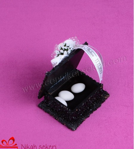 Taşlı Ahşap Kutu Nikah Şekeri KT44