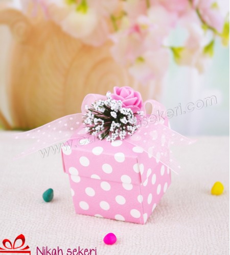 Beyaz Puantiyeli Pembe Kutu A05