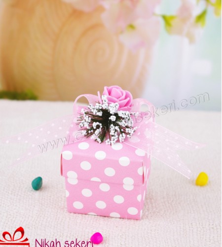 Beyaz Puantiyeli Pembe Kutu A05